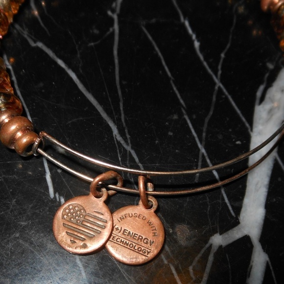 Alex And Ani Bracelet Copper Glass Beads Charms - Picture 4 of 5